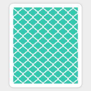 Teal Turquoise Quatrefoil Lattice Pattern Sticker